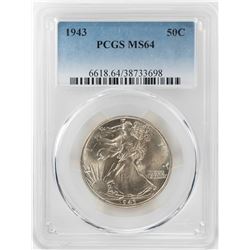 1943 Walking Liberty Half Dollar Coin PCGS MS64