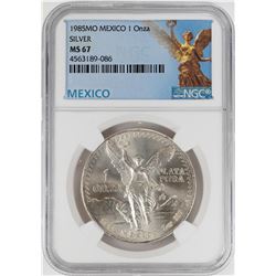 1985Mo Mexico 1 Onza Libertad Silver Coin NGC MS67