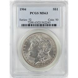 1904 $1 Morgan Silver Dollar Coin PCGS MS63