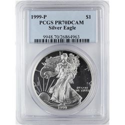 1999-P $1 Proof American Silver Eagle Coin PCGS PR70DCAM