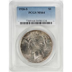1926-S $1 Peace Silver Dollar Coin PCGS MS64