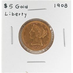 1908 $5 Liberty Head Half Eagle Gold Coin