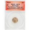Image 1 : 2015 $5 American Gold Eagle Coin ANACS MS70 First Release