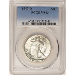 1947-D Walking Liberty Half Dollar Coin PCGS MS63