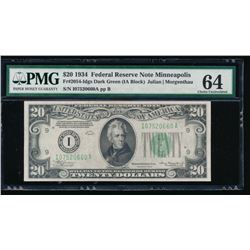 1934 $20 Minneapolis Federal Reserve Note PMG 64