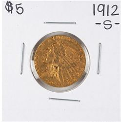 1912-S $5 Indian Head Half Eagle Gold Coin