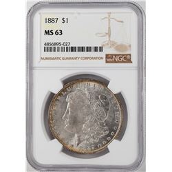 1887 $1 Morgan Silver Dollar Coin NGC MS63