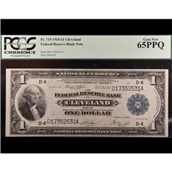 1918 $1 Cleveland Federal Reserve Bank Note PCGS 65PPQ