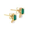 Image 2 : Plated 18KT Yellow Gold 1.10ctw Green Agate and Diamond Earrings