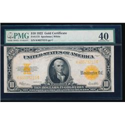 1922 $10 Gold Certificate PMG 40