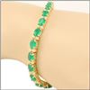 Image 1 : Plated 18KT Yellow Gold 8.25ctw Green Agate and Diamond Bracelet