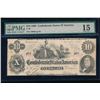 Image 1 : 1862 $10 Confederate States of America Note PMG 15