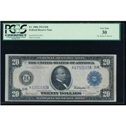 1914 $20 Dallas Federal Reserve Note PCGS 30
