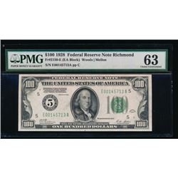 1928 $100 Richmond Federal Reserve Note PMG 63