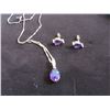 Image 1 : NECKLACE WITH AMETHYST STYLE PENDANT & MATCHING EARRINGS (10 KT)