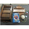 Image 1 : ESTATE - BOX WITH SPOON RACKS, PLANT HANGERS, SOFT BALLS, RACE TRACK, ETC