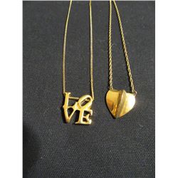 ESTATE - LOVE PENDANT WITH NECKLACE & HEART PENDANT WITH NECKLACE