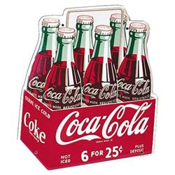 1950 Coca-cola die cut 6 pack sign