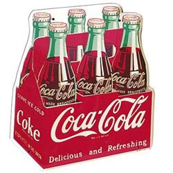 1954 Coca-cola 6 pack tin cutout sign
