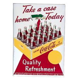 1957 Coca-cola tin sign with case