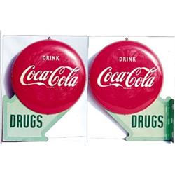 1950 Coca-cola button flange tin sign