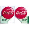 Image 1 : 1950 Coca-cola button flange tin sign