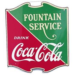 1934 Coca-cola fount.service porc. sign
