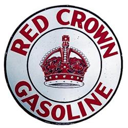 1920-30’s 41” red crown gas porc. sign