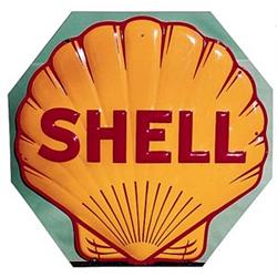 Circa40’s 48”ShellGas emboss porc. sign
