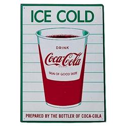 1960’s Coca-cola tin sign with cup