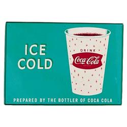 1960’s Coca-cola tin sign with cup