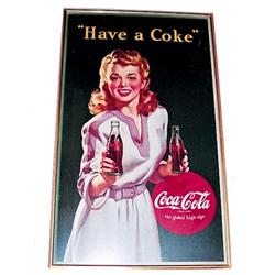 1943 Coca-cola cardboard litho poster