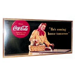 1944 Coca-cola cardboard litho poster