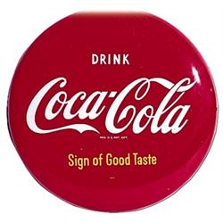 1949 16” Coca-cola mint tin button sign