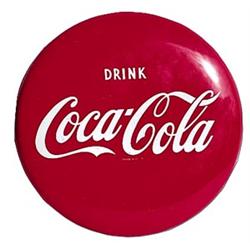 1956 16” Coca-cola tin button sign