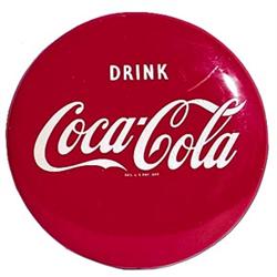 1951 16” Coca-cola tin button sign
