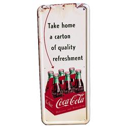 1954 tin Coca-cola 6 pk pilaster sign
