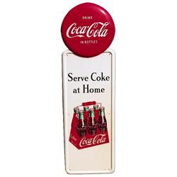 1947Coca-cola 6pk pilaster btn.tinsign