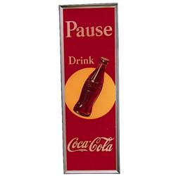 1940 embossed tin Coca-cola sign