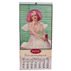 1938 Coca-cola paper calendar litho