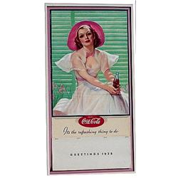 Coca-cola 1938 paper calendar litho