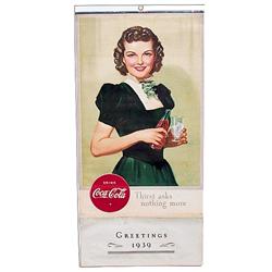 1939 Coca-cola paper litho calendar
