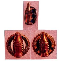 3 Coca-cola enameled service pins