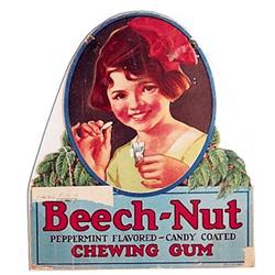 1928 Beech-nut gum crdbrd die-cut sign