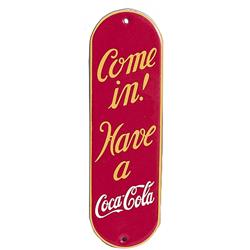 40’s Can. Coca-cola porc. door push
