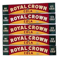 5 RC cola embossed tin strip signs
