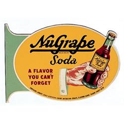 40’sNuGrape soda tin diecut flange sign