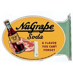 40’sNuGrape soda tin diecut flange sign