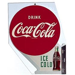 1953 Coca-cola tin die-cut flange sign