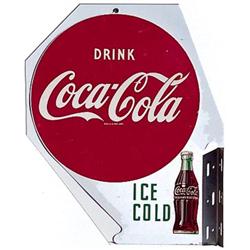 1952 Coca-cola tin die-cut flange sign